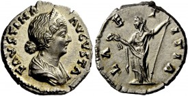 The Roman Empire 
 Faustina II, daughter of Antoninus Pius and wife of Marcus Aurelius 
 Denarius 156-175, AR 3.49 g. FAVSTINA – AVGVSTA Draped bust...