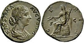 The Roman Empire 
 Faustina II, daughter of Antoninus Pius and wife of Marcus Aurelius 
 Sestertius 161-176, Æ 22.40 g. FAVSTINA – AVGVSTA Draped bu...