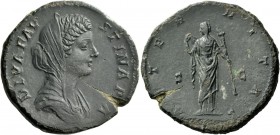 The Roman Empire 
 Faustina II, daughter of Antoninus Pius and wife of Marcus Aurelius 
 Diva Faustina. Sestertius after 176, Æ 23.95 g. DIVA FAV – ...