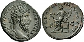 The Roman Empire 
 Lucius Verus, 161 – 169 
 Sestertius 168-169, Æ 24.53 g. L VERVS AVG ARM – PARTH MAX Laureate head r. Rev. TR POT VII – COS III S...