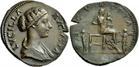 The Roman Empire 
 Lucilla, wife of Lucius Verus 
 Sestertius 164-169, Æ 21.19 g. LVCILLA – AVGVSTA Draped bust r. Rev. FECVNDITAS Fecunditas seated...