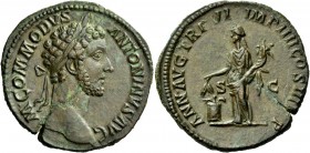 The Roman Empire 
 Commodus, 177 – 192 
 Sestertius 181-182, Æ 24.58 g. M COMMODVS – ANTONINVS AVG Laureate head r. Rev. ANN AVG TR P VI – IMP IIII ...