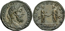 The Roman Empire 
 Commodus, 177 – 192 
 Sestertius 186-189, Æ 24.65 g. M COMMODVS ANT – P FELIX AVG BRIT Laureate head r. Rev. PIETATI SENATVS S – ...
