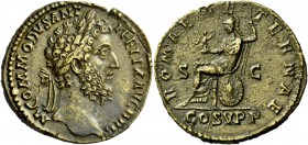 The Roman Empire 
 Commodus, 177 – 192 
 Sestertius 186-189, Æ 22.96 g. M COMMODVS ANT – P FELIX AVG BRIT Laureate head r. Rev. ROMAE AE – TERNAE S ...