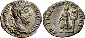 The Roman Empire 
 Commodus, 177 – 192 
 Denarius December 190-December 191, AR 2.43 g. M COMM ANT P F – EL AVG BRIT P P Laureate head r. Rev. APOL ...
