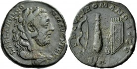 The Roman Empire 
 Commodus, 177 – 192 
 Sestertius end 191-192, Æ 27.83 g. L AEL AVREL CO – MM AVG P FEL Head r., wearing lion’s skin headdress. Re...