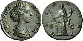 The Roman Empire 
 Crispina, wife of Commodus 
 As 180-183 (or later?), Æ 11.65 g. CRISPINA – AVGVSTA Draped bust r. Rev. HIL – A – RITAS S – C Hila...
