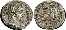The Roman Empire 
 Septimius Severus, 193 – 211 
 Tetradrachm, Laodicaea ad Mare Syriae 208-209, AR 13.28 g. AVT KAI – CEOVHPOC – CE Laureate and dr...