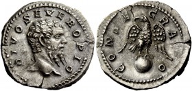 The Roman Empire 
 Septimius Severus, 193 – 211 
 Divo Severo. Denarius circa 211, AR 3.44 g. DIVO SEVERO PIO Bare head r. Rev. CONSE – CRATIO Eagle...