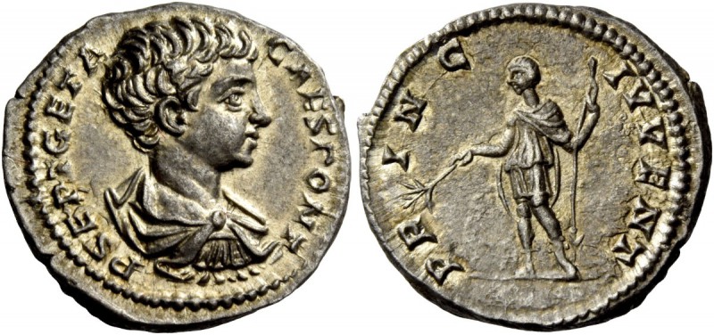 The Roman Empire 
 Geta caesar, 198 – 209 
 Denarius 200-202, AR 3.52 g. P SEP...