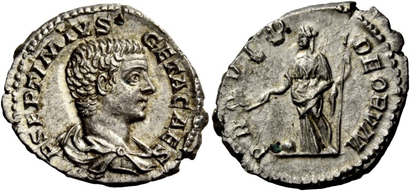 The Roman Empire 
 Geta caesar, 198 – 209 
 Denarius 203-208, AR 3.21 g. P SEP...