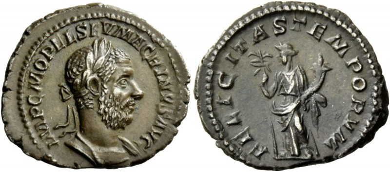 The Roman Empire 
 Macrinus, 217 – 218 
 Denarius 217-218, AR 3.04 g. IMP C M ...