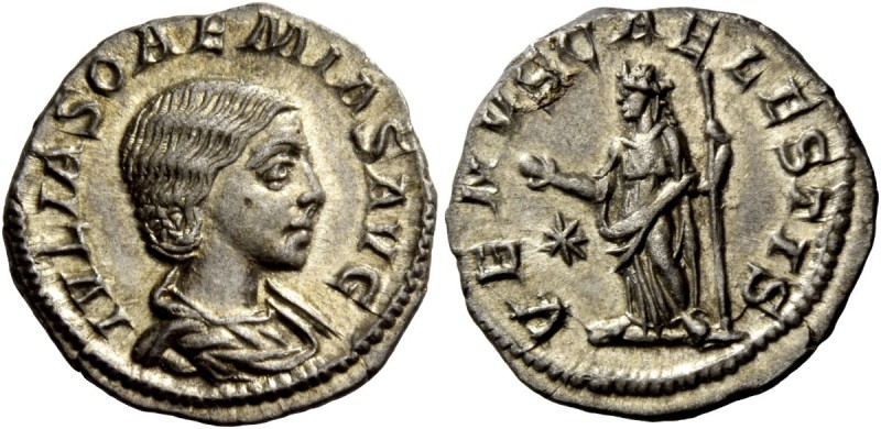 The Roman Empire 
 Julia Soemia, mother of Elagabal 
 Denarius 218-222, AR 2.7...