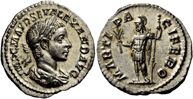 The Roman Empire 
 Severus Alexander, 222 – 235 
 Denarius late 222, AR 2.66 g...