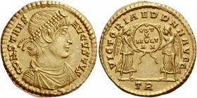 The Roman Empire 
 Constans, 337 – 350 
 Solidus, Treveri circa 345, AV 4.60 g. CONSTANS – AVGVSTVS Pearl-diademed, draped and cuirassed bust r. Rev...