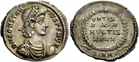 The Roman Empire 
 Constantius II, 337-361 
 Reduced siliqua, Sirmium 351-355, AR 1.90 g. D N CONSTAN – TIVS P F AVG Pearl-diademed, draped and cuir...