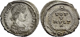 The Roman Empire 
 Valentinian I, 364 – 375 
 Reduced siliqua, Constantinopolis circa 367-375, AR 2.22 g. D N VALENTINI – ANVS P F AVG Rosette-diade...
