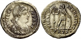 The Roman Empire 
 Valens, 364 – 378 
 Light Miliarense, Treviri 367-375, AR 4.13 g. D N VALEN – S P F AVG Pearl-diademed, draped and cuirassed bust...