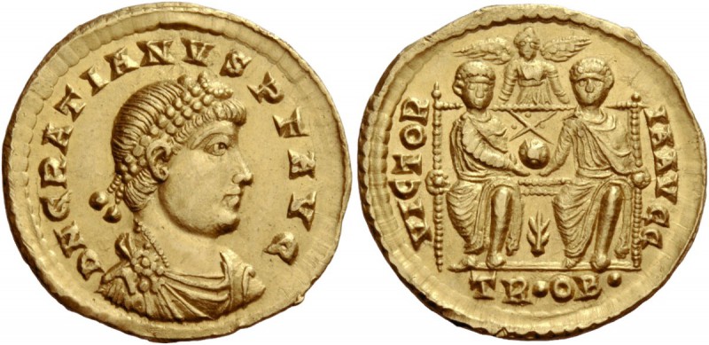 The Roman Empire 
 Gratian, 367 – 383 
 While a rare portrait type of Gratian ...