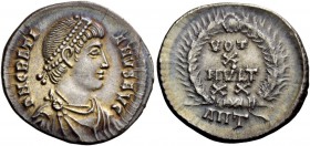 The Roman Empire 
 Gratian, 367 – 383 
 Reduced siliqua, Antiochia 367-375, AR 2.03 g. D N GRATIANVS AVG Pearl-diademed, draped and cuirassed bust r...