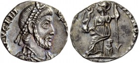 The Roman Empire 
 Eugenius, 392 – 394 
 Reduced Siliqua, Treviri 392-394, AR 0.82 g. [D N] EVGENI – VS [P F AVG] Pearl-diademed, draped and cuirass...