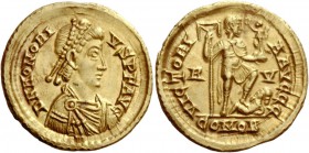 The Roman Empire 
 Honorius, 393 – 423 
 Solidus, Ravenna 402-403, 405-406, AV 4.49 g. D N HONORI – VS P F AVG Pearl-diademed, draped and cuirassed ...