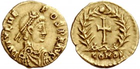 The Roman Empire 
 Julius Nepos, 474 – 475 
 Tremissis, Mediolanum 474-475, AV 1.43 g. D N IVL NE – POS P F AVG Pearl-diademed, draped and cuirassed...