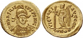 The Roman Empire 
 Basiliscus, 475 – 476 
 Solidus, Constantinopolis 475-476, AV 4.48 g. D N bASILIS – SCYS P P AVG Helmeted, pearl-diademed bust fa...