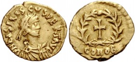 The Roman Empire 
 Basiliscus, 475 – 476 
 Tremissis, Mediolanum late 476, AV 1.41 g. D N bASILIS – SCYS P F AVG Pearl-diademed and draped bust r. R...