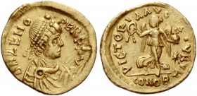 The Roman Empire 
 Zeno second reign, 476 – 491 
 Tremissis, Constantinople 476-491, AV 1.34 g. D N ZENO – PERP AVG Pearl-diademed, draped and cuira...