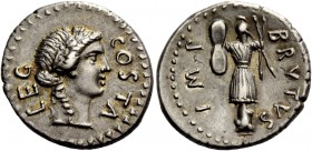The Roman Republic
M. Iunius Brutus with Pedanius Costa. Denarius, mint moving with Brutus 43-42,
AR 3.72 g.
Description: LEG – COSTA Laureate head...