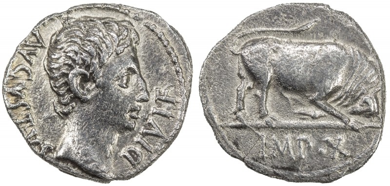 ROMAN EMPIRE: Augustus, 27 BC - 14 AD, AR denarius (3.59g), Lugdunum, RIC-167a; ...