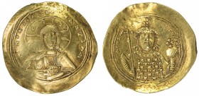 BYZANTINE EMPIRE: Constantine IX Monomachus, 1042-1055, AV histamenon (4.13g), S-1830, bust of Christ // emperor's bust, wearing crown and loros, hold...