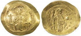 BYZANTINE EMPIRE: Constantine X Ducas, 1059-1067, AV histamenon (4.36g), S-1847, Christ seated on throne with upright arms // emperor standing, holdin...