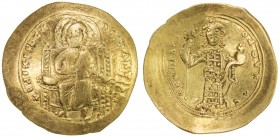 BYZANTINE EMPIRE: Constantine X Ducas, 1059-1067, AV histemenon (4.33g), S-1847, Christ seated on throne with upright arms // emperor standing, holdin...