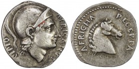 PADUAN & LATER IMITATIONS: ROMAN REPUBLIC: AR denarius (3.91g), Crawford-, fantasy, helmeted head right, SCIPIO / AFRICANVS // horse head right, AFRIC...