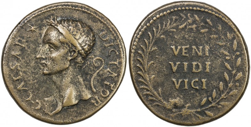 PADUAN & LATER IMITATIONS: ROMAN IMPERATORIAL: Julius Caesar, cast AE medal (27....