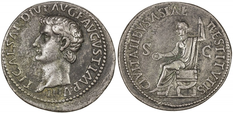 PADUAN & LATER IMITATIONS: ROMAN EMPIRE: Tiberius, 14-37 AD, white metal cast "s...