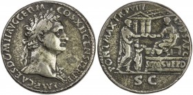 PADUAN & LATER IMITATIONS: ROMAN EMPIRE: Domitian, 81-96 AD, white metal cast "sestertius" (23.39g), Lawrence-40.2, 19th century imitation of brass Do...
