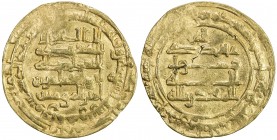 ABBASID: al-Muqtadir, 908-932, AV dinar (3.89g), Suq al-Ahwaz, AH312, A-245.2, slightly wavy surfaces, VF.
Estimate: USD 190 - 220