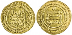ABBASID: al-Muqtadir, 908-932, AV dinar (3.96g), al-Ahwaz, AH318, A-245.2, bold strike, EF to AU, ex Jim Farr Collection. 
Estimate: USD 240 - 325