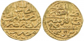 OTTOMAN EMPIRE: Süleyman I, 1520-1566, AV sultani (3.49g), Misr, AH926, A-1317, tiny spot of weakness, VF to EF, ex Ahmed Sultan Collection. 
Estimat...