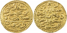 OTTOMAN EMPIRE: Ahmed I, 1603-1617, AV sultani (3.43g), Trabzon, AH1012, A-1347.2, Damali-TS-A1a (same dies), extremely rare Turkish mint on the Black...