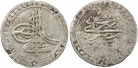 EGYPT: Ali Bey, rebellion, 1769-1771, AR piastre (40 para) (14.12g), Misr, AH[11]85, KM-117, UBK-36.02, toughra of Mustafa III // mint, date, and name...