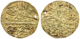 EGYPT: Selim III, 1789-1807, AV zeri mahbub (2.55g), Misr, AH1203, KM-141, initial #21, pierced, much original luster, EF to AU, S, ex Ahmed Sultan Co...