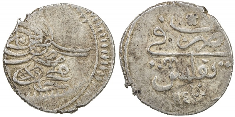 GEORGIA: Mahmud I, 1730-1735, AR abbasi (5.31g), Tiflis, AH1143, A-2709, Bennett...