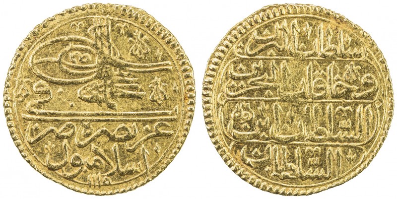 TURKEY: Ahmed III, 1703-1730, AV zeri mahbub (2.61g), Islambul, AH1115, KM-168, ...