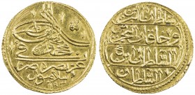 TURKEY: Mahmud I, 1730-1754, AV ½ zeri mahbub (1.31g), Islambul, AH1143, KM-215, initial #12, bold strike, choice AU, S. 
Estimate: USD 150 - 180