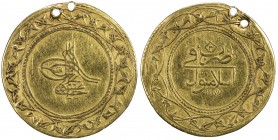 TURKEY: Abdul Hamid I, 1774-1789, AV 1½ altin (4.89g), Islambul, AH1187 year 3, KM-426, Damali-K.A6b, pierced twice, probably removed from jewelry or ...