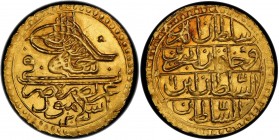 TURKEY: Selim III, 1789-1807, AV zeri mahbub (2.41g), Islambul, AH1203 year 11, KM-523, a superb example! PCGS graded MS64, ex Ahmad Sultan Collection...